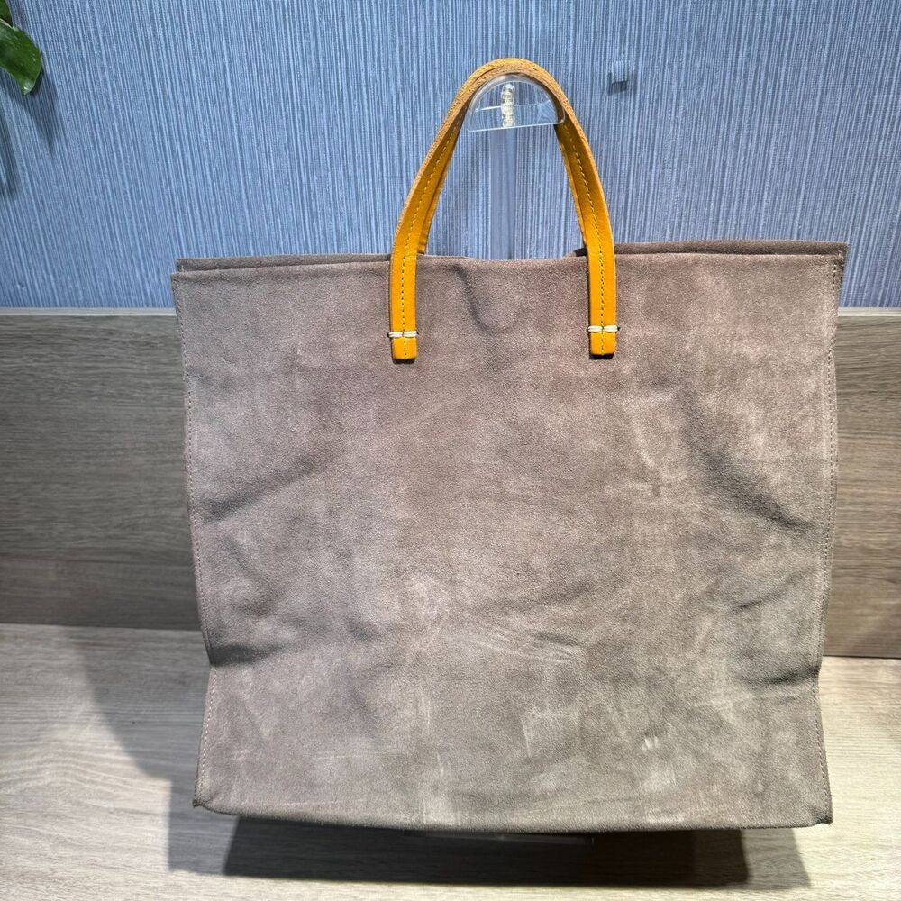 Clare V. Grey Suede Simple Tote Market Shopper Leather Handles